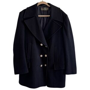 Gloverall Churchill Reefer Black Wool BlendPeacoat Men's 46 Made in England